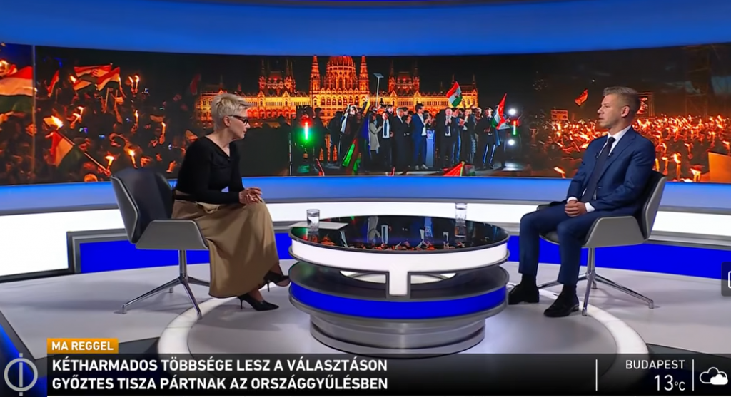 Péter Magyar's interview on public television on April 15.